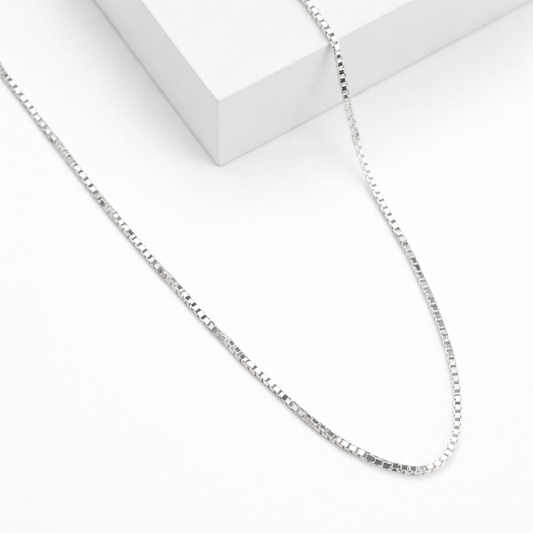 Corrente Prata Veneziana Diamantada (45cm)